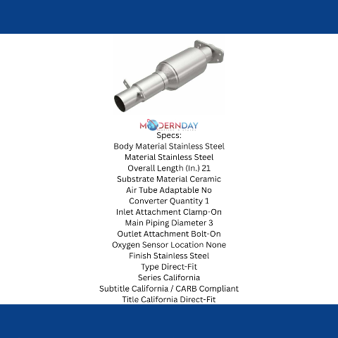 MagnaFlow direct-fit catalytic converter fits 1988-1994 Chevrolet GM S10, Chevrolet S10 Blazer, and additional vehicles and 1988-1994 Blazer/Jimmy/GM S10 CA stainless steel CARB co