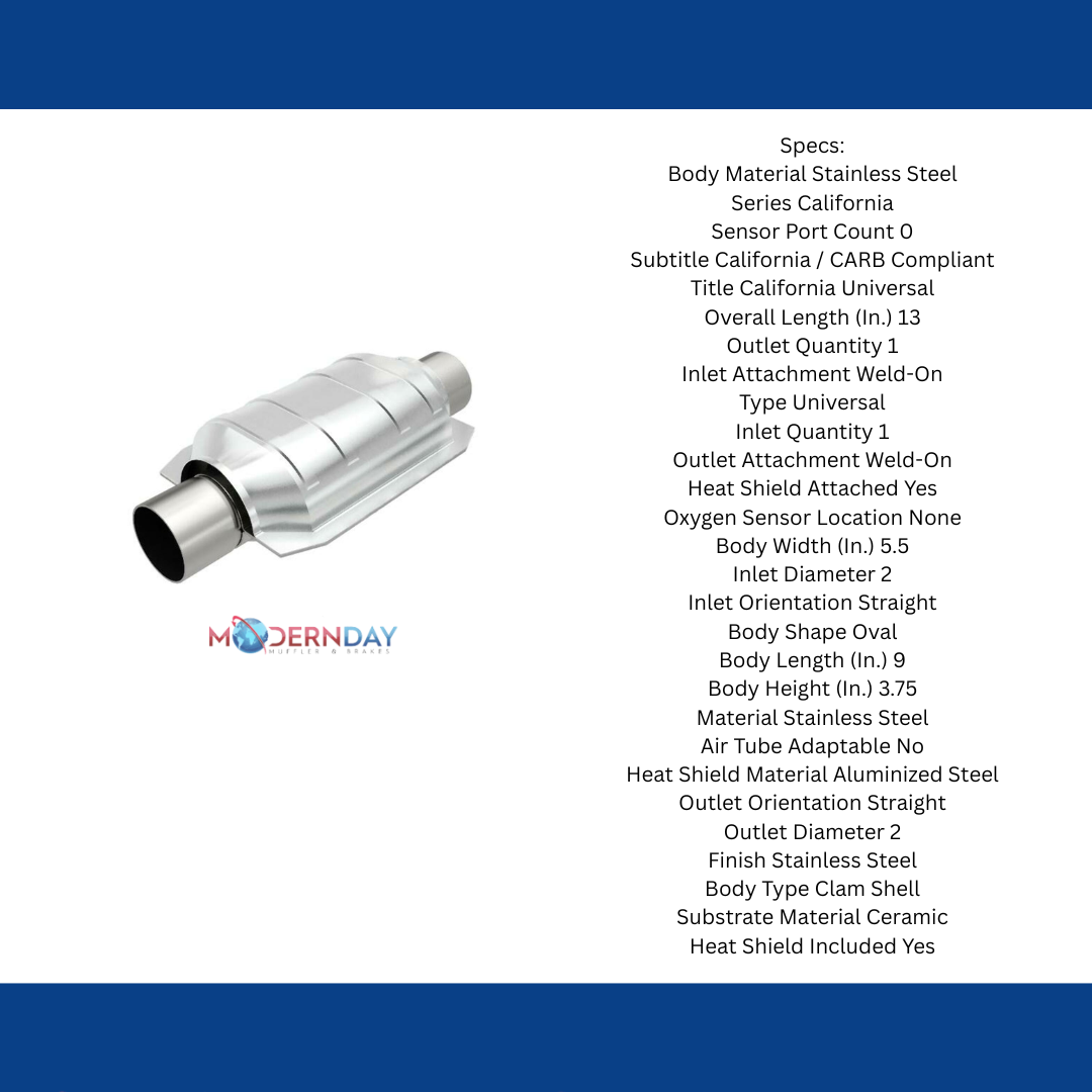 MagnaFlow universal catalytic converter 2 inch inlet/outlet stainless steel CARB compliant 357204