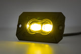 3x1.75 Inch Black Series - Yellow - LED Slim Aux - SAE Fog - Flush Mount - Pair