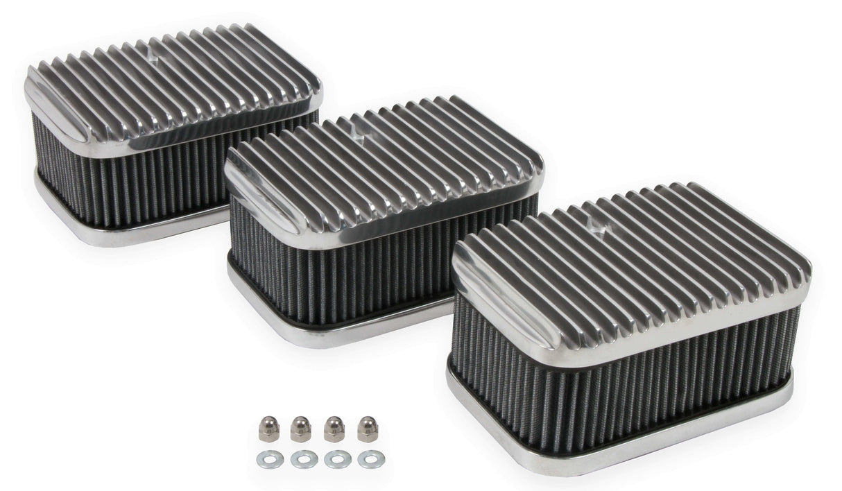 Holley 3X2 AIR CLEANERS & FILTERS, SET OF 3 - 120-105 for Chevy Corvette black polished