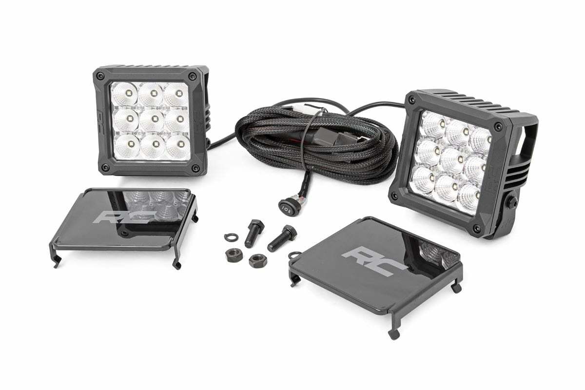 4 Inch Chrome Series LED Light Pods; Square; White DRL; Pair 70905DRL