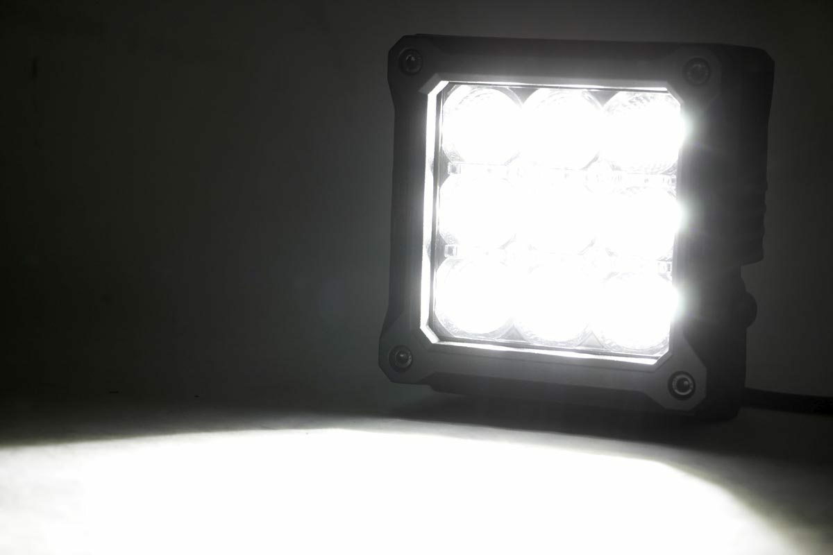 4 Inch Chrome Series LED Light Pods; Square; White DRL; Pair 70905DRL