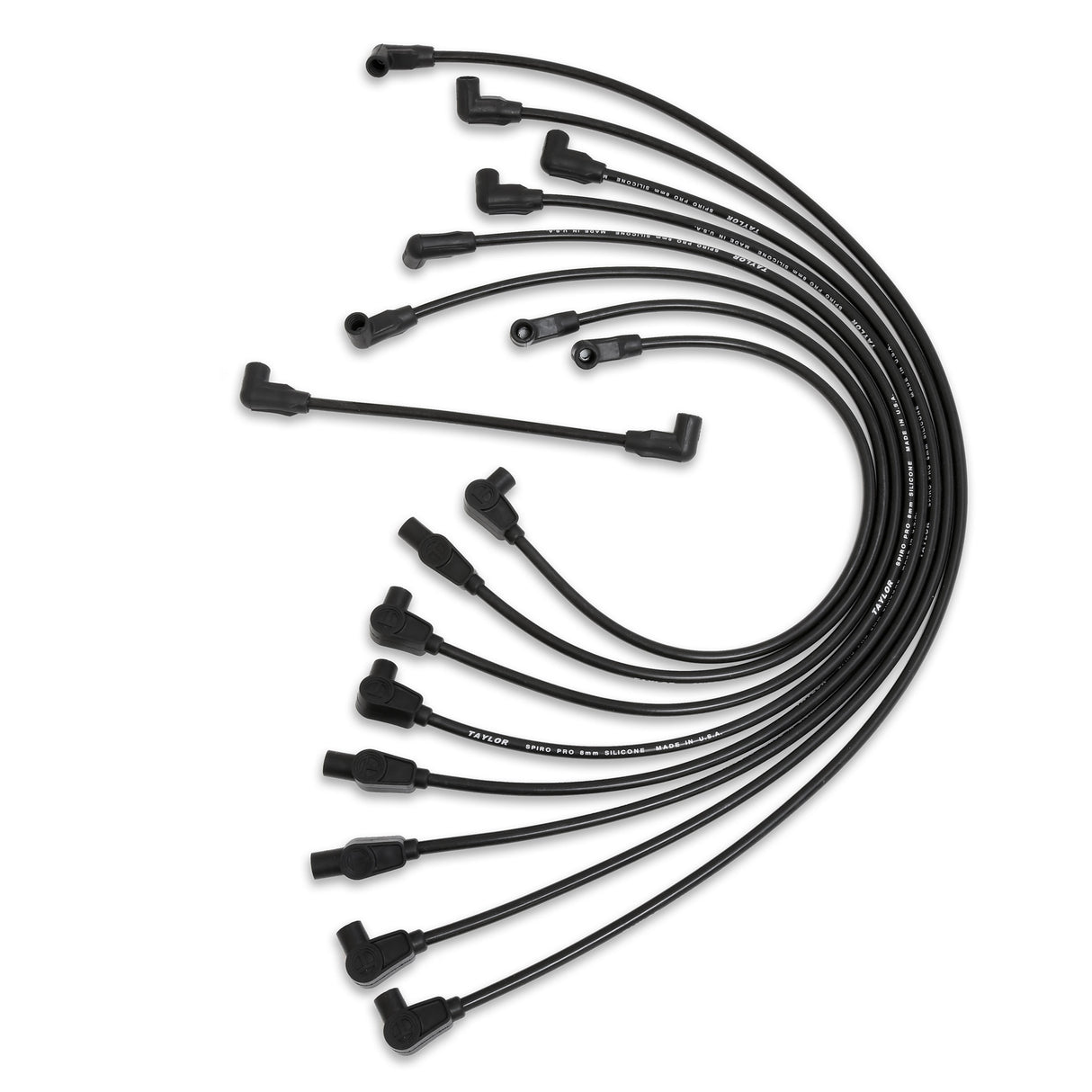 Spark Plug Wire Set Universal 8mm Silicone Spiro Pro 350 ohm/ft Black 74011