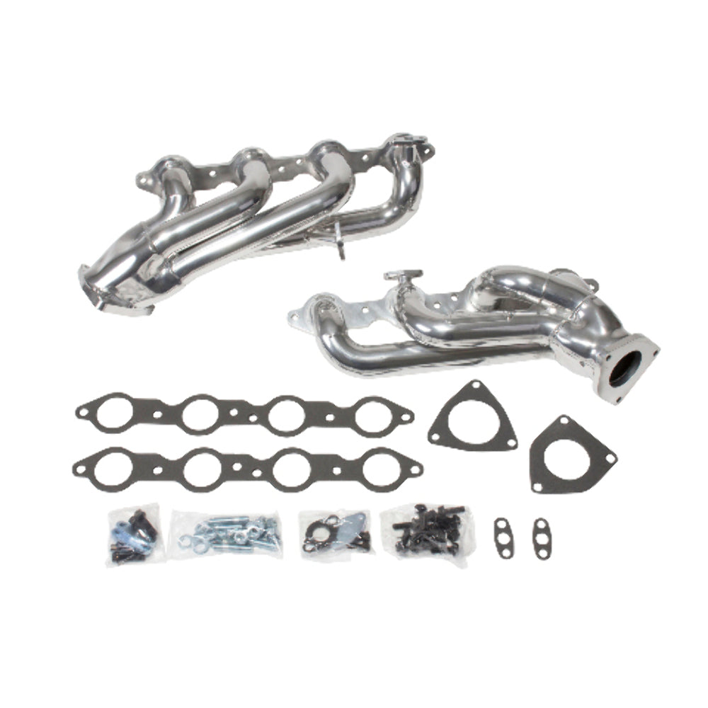 Fits 1999-2013 GM Truck/Suv 4.8L 5.3L 1-3/4 Shorty Headers-Silver-40050 ceramic coated polished