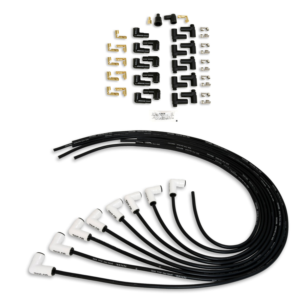Spark Plug Wire Set Universal 8mm Silicone Spiro Pro 90? 350 ohm/ft Black 75051