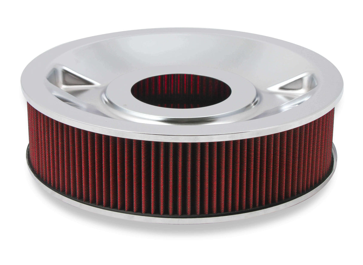 Holley 4150 Drop Base Air Cleaner Chrome w/4 Red Washable Gauze Filter - 120-4140