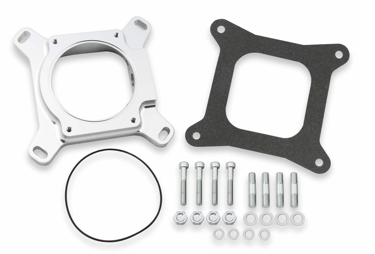 Holley EFI 4150 to 92mm LS Drive by Wire Throttle Body Adapter - 17-93 polished aluminum