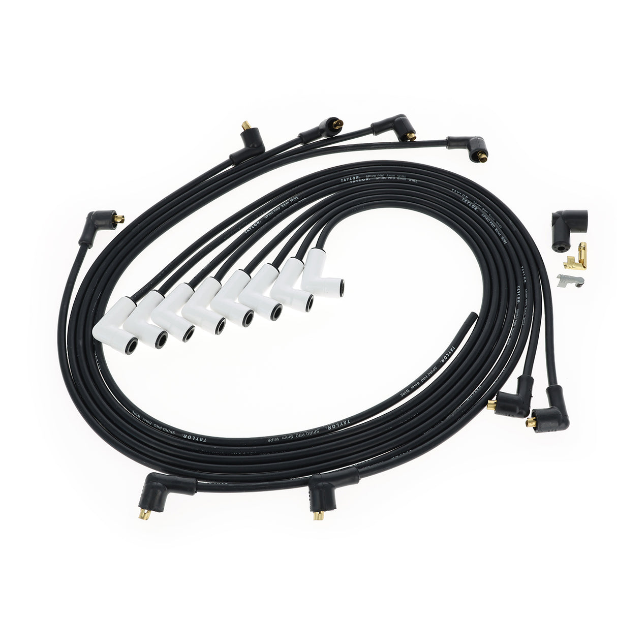 Spark Plug Wire Set Universal 8mm Silicone Spiro Pro 180? 350 ohm/ft Black 75029