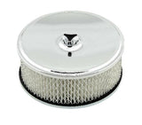 Mr. Gasket air filter assembly chrome 6 1/2 inch x 2 7/16 inch carburetor 6-1/2 inch diameter black steel 4346