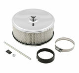 Mr. Gasket air filter assembly chrome 6 1/2 inch x 3 1/2 inch 4350MRG carburetor 6-1/2 inch diameter black steel 2493