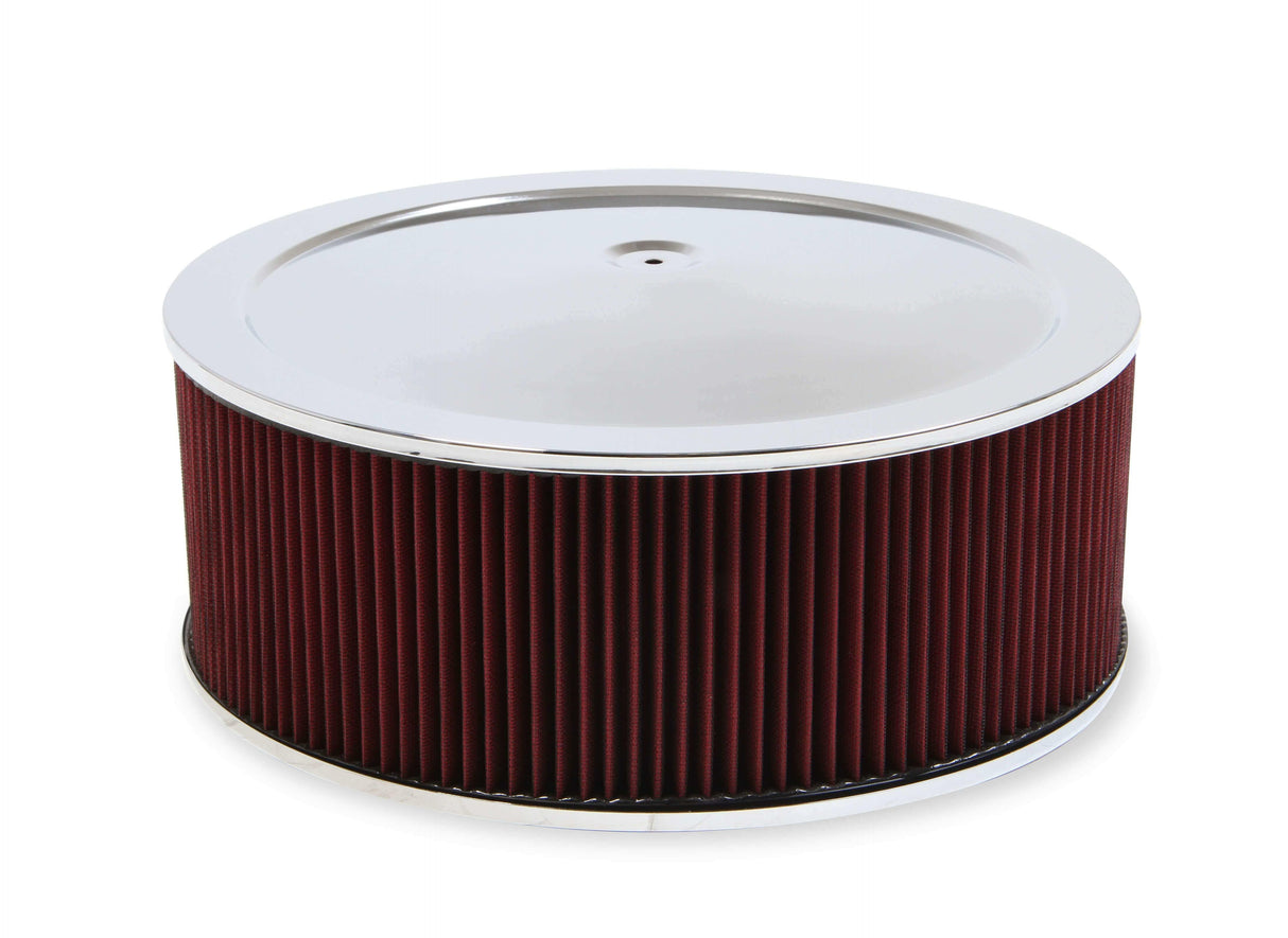 Holley 4500 Drop Base Air Cleaner Chrome w/6 Red Washable Gauze Filter - 120-4560 black
