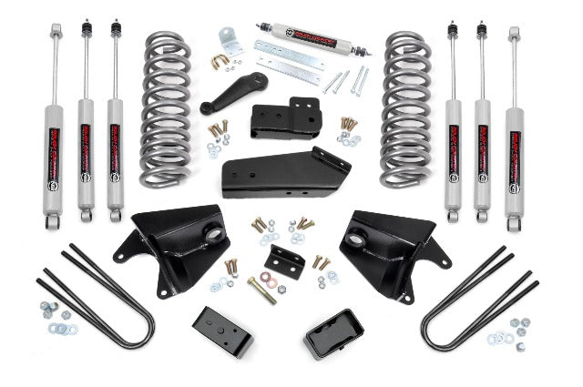 Fits Ford Bronco 4WD (80-96) 4" Lift Kit; Quad Front Shocks; Rear Blocks; 465B33