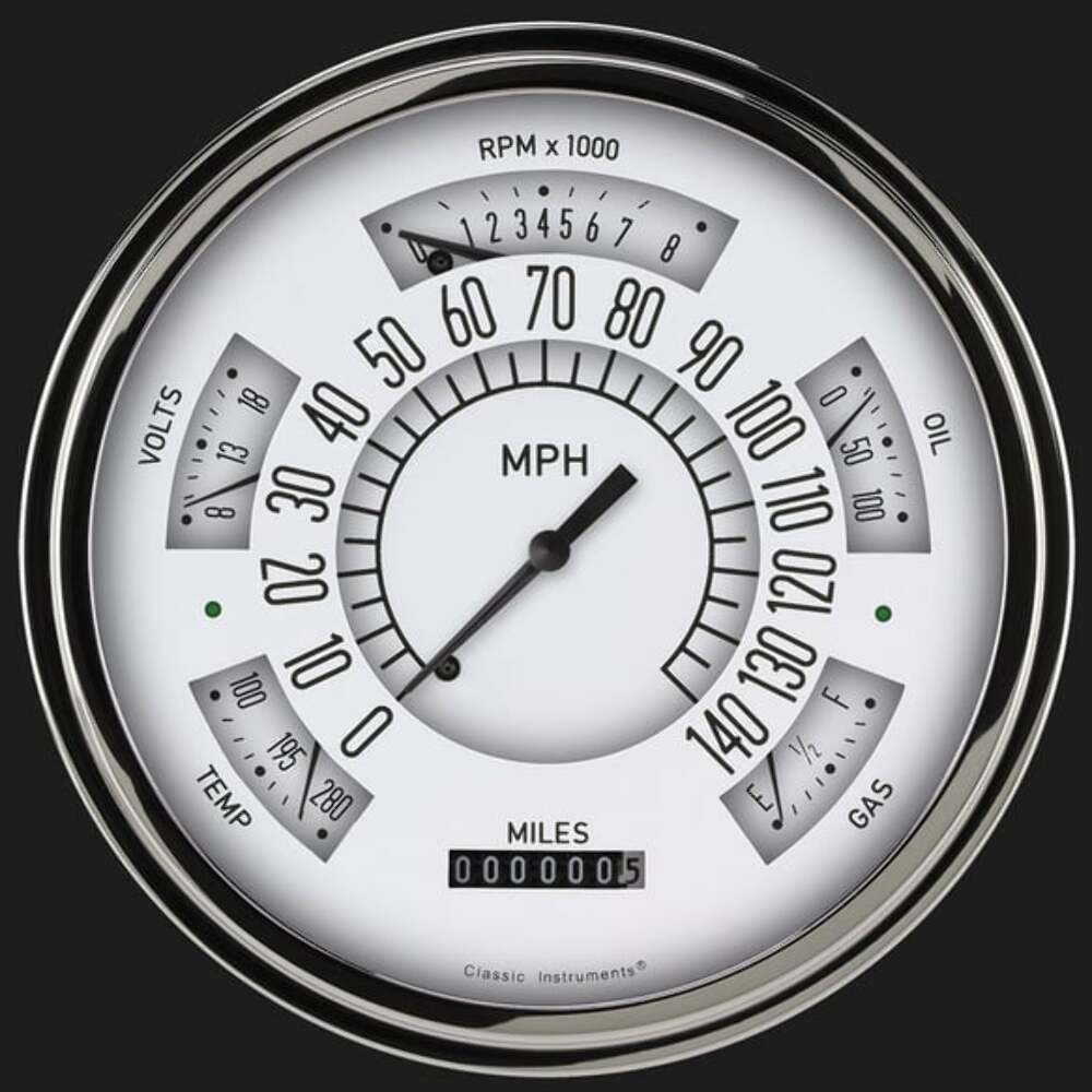 Classic Instruments 49-50 Shoebox Package, White FC49W dash gauge cluster