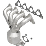 MagnaFlow direct-fit catalytic converter fits 2001-2005 Hyundai Accent and 2004-2005 Dodge Verna, this and 02 Hyundai Accent 1.6L stainless steel CARB compliant OBDII 49035
