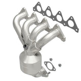 MagnaFlow direct-fit catalytic converter fits 2001-2005 Hyundai Accent and 2004-2005 Dodge Verna, this and 02 Hyundai Accent 1.6L stainless steel CARB compliant OBDII 49035