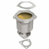 MagnaFlow direct-fit catalytic converter fits 1998-2001 Kia Sephia and 2000-2001 Kia Spectra, this and 1999-2001 Sephia/Spectra frt OE stainless steel CARB compliant OBDII 49323