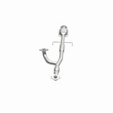 MagnaFlow direct-fit catalytic converter fits 2000-2005 Mitsubishi Eclipse, 2001-2005 Dodge Stratus, and more, this and 2000-2003 Galant 3L rr stainless steel CARB compliant OBDII 