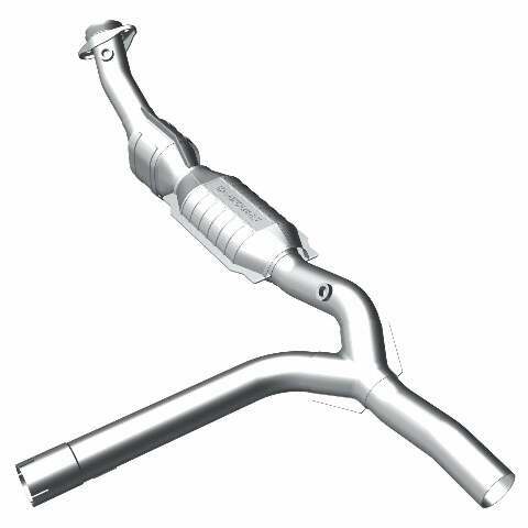MagnaFlow direct-fit catalytic converter for 2001-2003 Ford F-150 passenger side 5.4 inch inlet/outlet stainless steel CARB compliant OBDII 49622