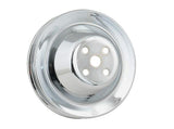 Mr. Gasket water pump pulley chrome double groove Chevy black polished steel 4971