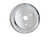 Mr. Gasket crankshaft pulley chrome double groove Chevy black polished steel 4973
