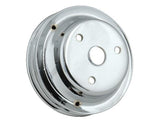 Mr. Gasket crankshaft pulley chrome double groove Chevy black polished steel 4977