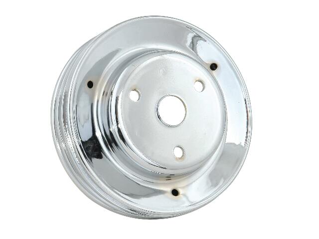 Mr. Gasket Crankshaft Pulley - Chrome - Triple Groove - 4978