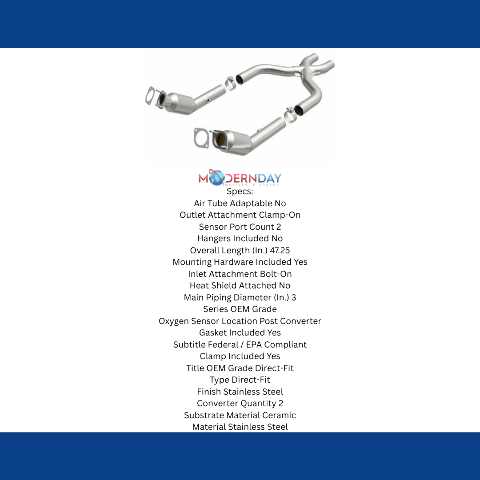 MagnaFlow direct-fit catalytic converter for 2011-2014 Ford Mustang 5.0L stainless steel CARB compliant 49976