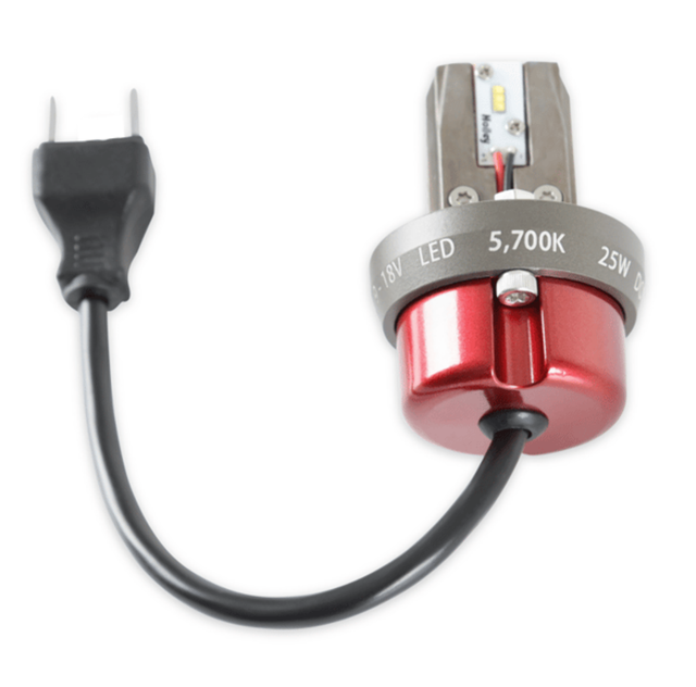 RetroBright 5.75 inch round LED headlight bulb high beam only standard H4 wiring 5700K modern white 3-pin H5024