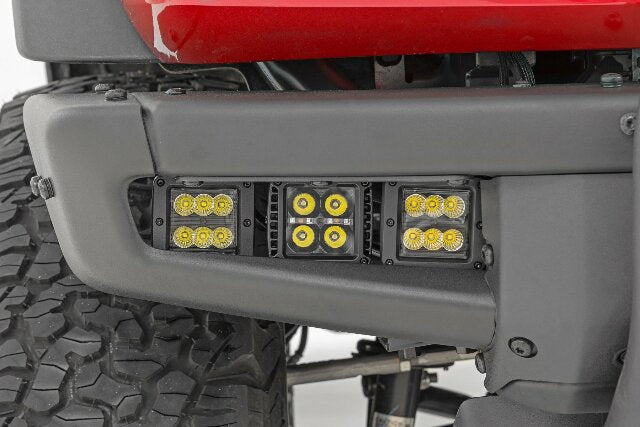 Fits Ford Bronco(21-24) LED Light Fog Mount Triple 2" Black Pair White DRL 51087