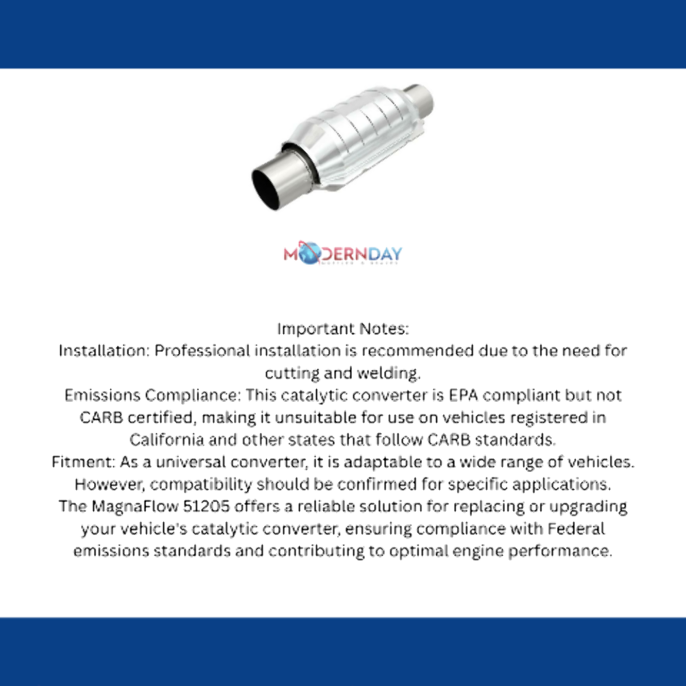 MagnaFlow catalytic converter 2.25 inch inlet/outlet stainless steel Federal EPA compliant OBDII 51205