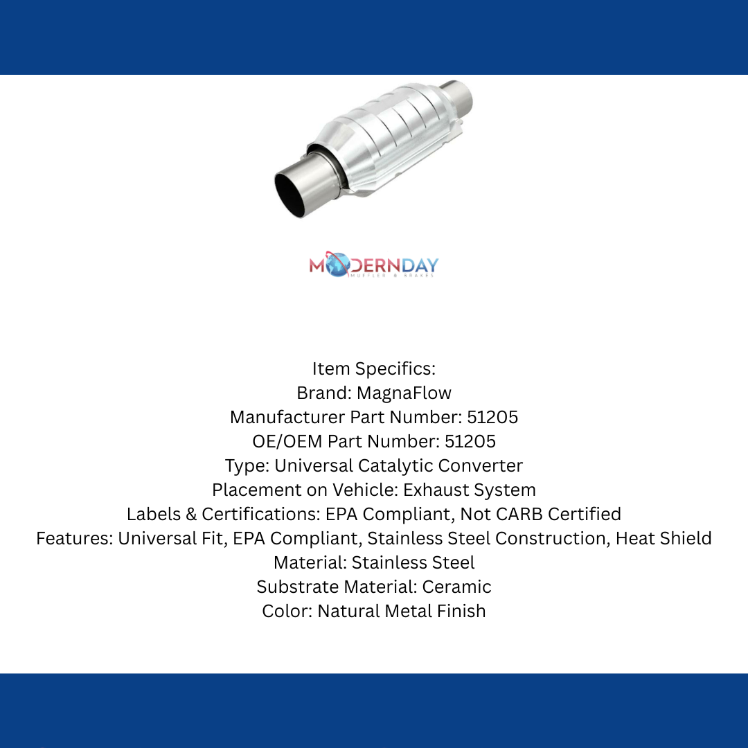 MagnaFlow catalytic converter 2.25 inch inlet/outlet stainless steel Federal EPA compliant OBDII 51205
