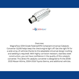 MagnaFlow catalytic converter for 2001-2005 Chevy 2.5 inch inlet/outlet stainless steel Federal EPA compliant OBDII