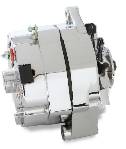Mr. Gasket chrome alternator late GM delco 80 amp 5122