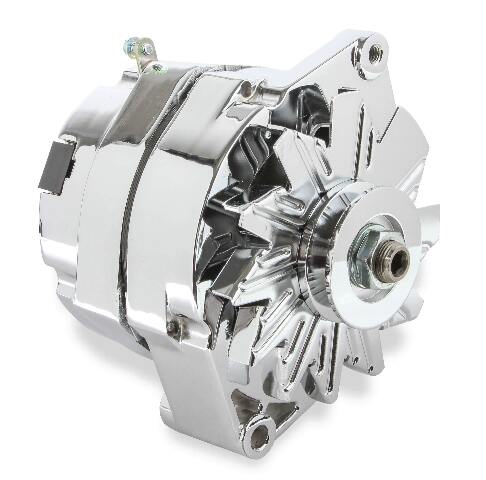 Mr. Gasket chrome alternator late GM delco 80 amp 5122