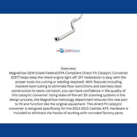 MagnaFlow direct-fit catalytic converter for 2013-2016 Cadillac stainless steel CARB compliant OBDII 51577