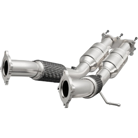 MagnaFlow direct-fit catalytic converter fits 2007-2009 Volvo S80 and 2008-2009 Volvo V70. Hardware is included to eliminate the hassle of working with corroded factory parts and 2