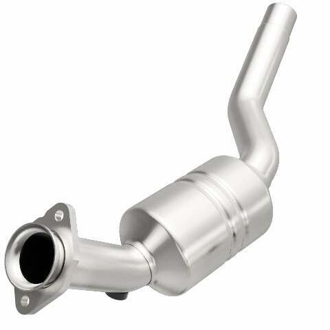 MagnaFlow direct-fit catalytic converter fits 2007-2009 Jaguar XK and Jaguar XKR, this and 2007-2009 XKR 4.2L driver side 4.2L driver side stainless steel CARB compliant OBDII 5195