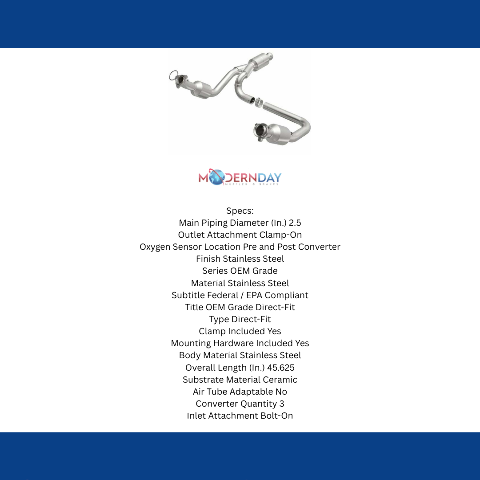 MagnaFlow direct-fit catalytic converter for 2014-2018 Chevy Sierra 1500 stainless steel CARB compliant