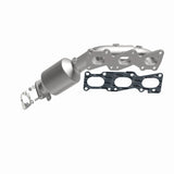 MagnaFlow direct-fit catalytic converter fits 2009-2011 Hyundai Genesis and 2013-2016 Hyundai Genesis Coupe, this and 2009-2011 Genesis 3.8L stainless steel CARB compliant 52778