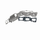 MagnaFlow direct-fit catalytic converter fits 2009-2011 Hyundai Genesis and 2013-2016 Hyundai Genesis Coupe, this and 2009-2011 Genesis 3.8L stainless steel CARB compliant 52778