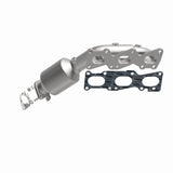 MagnaFlow direct-fit catalytic converter fits 2009-2011 Hyundai Genesis and 2013-2016 Hyundai Genesis Coupe, this and 2009-2011 Genesis 3.8L stainless steel CARB compliant 52778