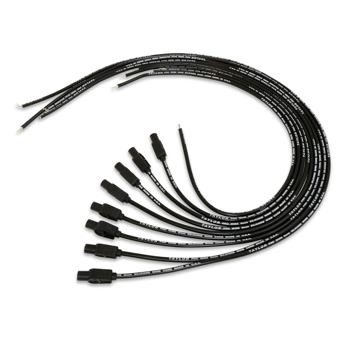 Spark Plug Wire Set Universal 8mm Silicone Pro Wire 180? 0 ohm/ft Black 70054