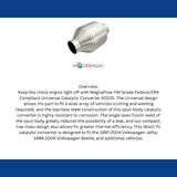 MagnaFlow universal catalytic converter 2.25 inch inlet 5 inch outlet stainless steel CARB compliant OBDII 60105