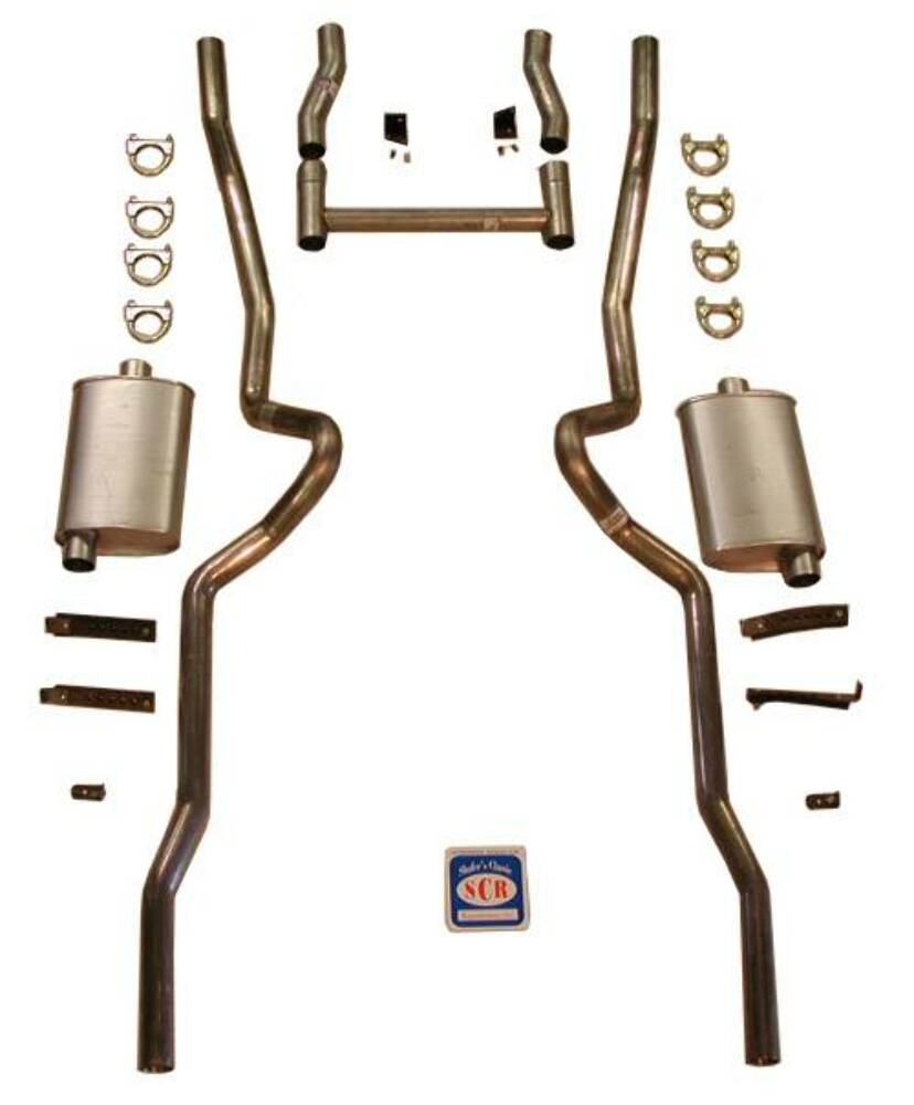 Fits 1955 - 1957 Chevrolet Full Size 2-1/2" dual turbo Exhaust System 63038