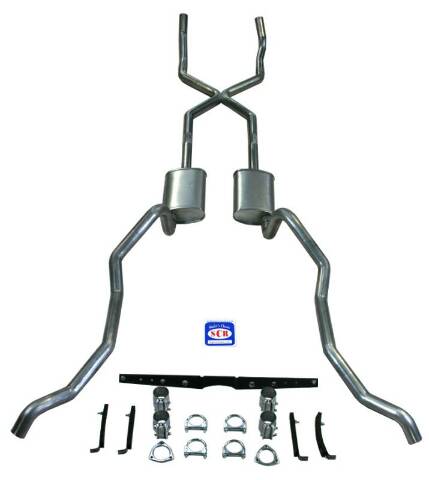 "X" style 2-1/2" Exhaust System 63105 fits 1955-1957 Chevy Bel Air small block Shafer's Classic Reproductions
