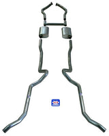 Fits 1955-1957 Chevrolet Full Size 2-1/2" Dual Turbo Sanderson Cast Iron Manifolds Exhaust System 63108