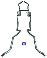 2-1/2" Dual Turbo Sanderson Cast Iron Manifolds Exhaust System 63108 fits 1955-1957 Chevy Bel Air small block Shafer's Classic Reproductions