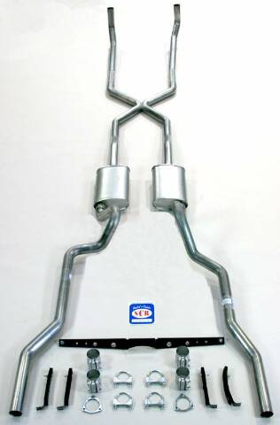 "X" style 2-1/2" Exhaust System 63111 fits 1955-1957 Chevy Bel Air small block BB53 Shafer's Classic Reproductions