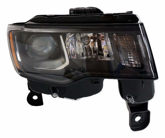 Right headlight assembly for 2016+ Jeep WK Grand Cherokee w/ Halogen Bulbs - 68266646AD black