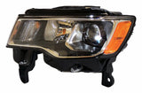Left headlight assembly for 2017+ Jeep WK Grand Cherokee w/ Halogen Bulbs - 68289235AD black